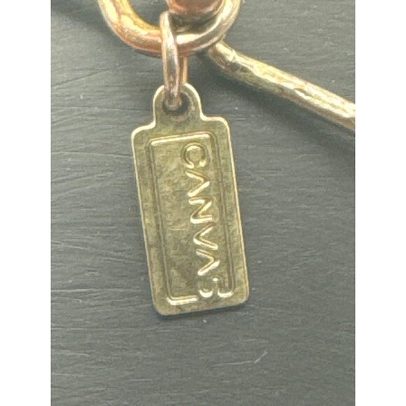 Canvas Wrapped Wire Gold and Silver Tone Beaded Glass Hook Bangle Bracelet - Picture 4 of 6